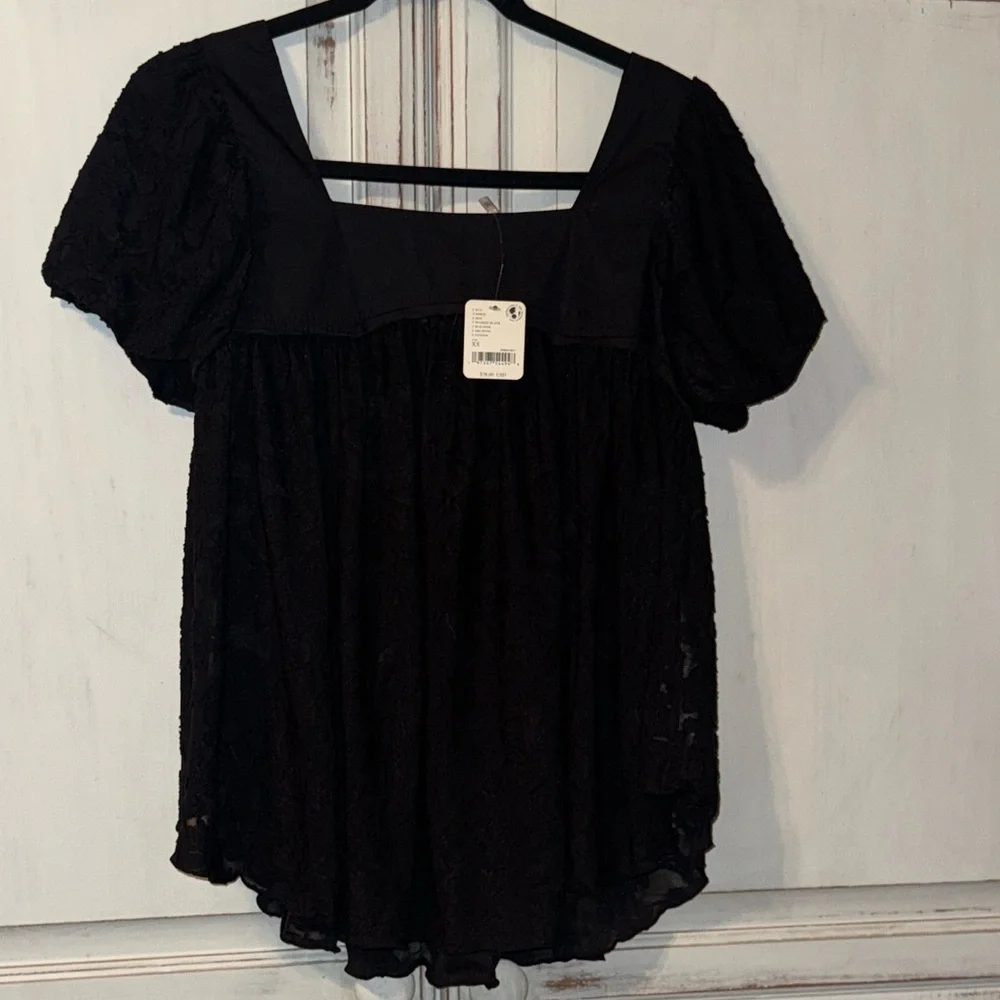 NWT Free people sunrise to sunset top black flowy floral lace - Picture 3 of 6